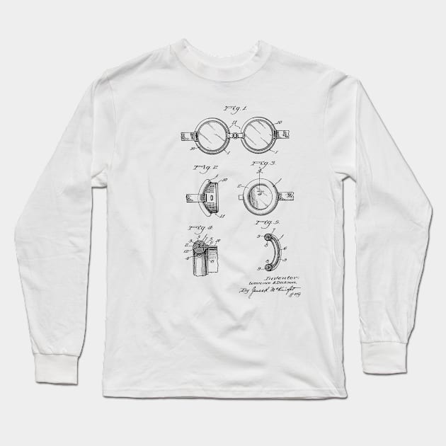 Cushion for Goggles Vintage Patent Hand Drawing Long Sleeve T-Shirt by TheYoungDesigns